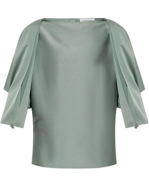 Lanvin Open Sleeve Blouse Top - Green