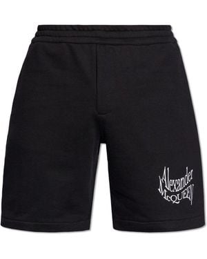 Alexander McQueen Bermuda Shorts With Distorted Logo - Black