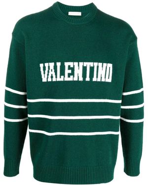 Valentino Embroidered Logo Sweater - Green