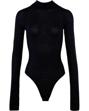 Nensi Dojaka High Neck Bodysuit With Back Tie - Black