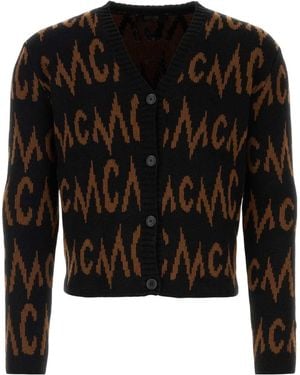MCM Embroidered Cashmere Blend Cardigan - Black
