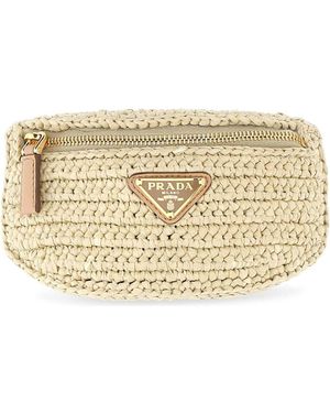 Prada Raffia Wrist Pouch - Natural