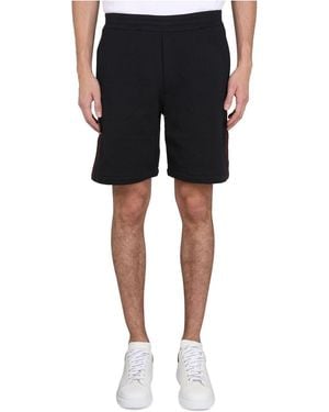 McQueen Bermuda Shorts With Selvedge Logo Band - Black