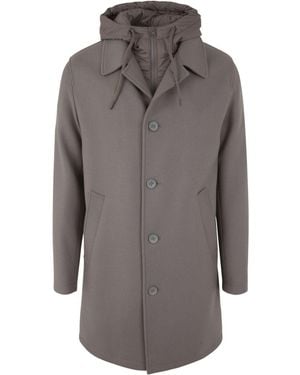 Herno Long Coat With Hood - Grey