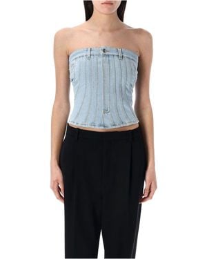 Mugler Denim Bustier Top - Blue