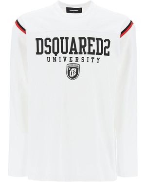 DSquared² Long-Sleeved Varsity T-Shirt - White