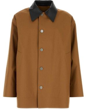 Jil Sander Caramel Cotton Trench Coat - Brown