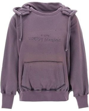 Maison Margiela Hoodie With Reverse Logo And Hood - Purple