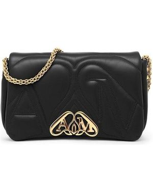 McQueen Leather Small Seal Shoulder Bag - Black