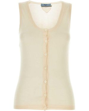 Prada Skin Cashmere Blend Vest - Natural