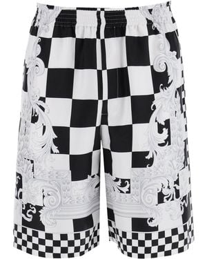 Versace Printed Silk Bermuda Shorts Set - Black