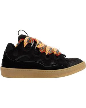 Lanvin Suede Leather Curb Sneakers - Black
