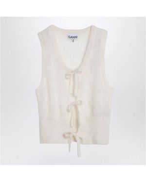 Ganni Mohair Lace-Up Vest - White