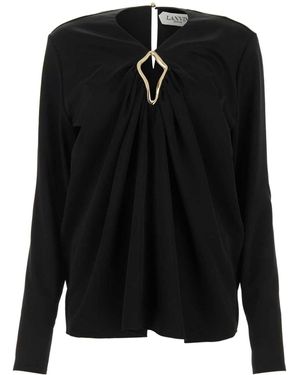 Lanvin Triacetate Blend Blouse Top - Black