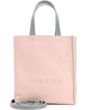 Marni And Calfskin Shopping Bag With Handles - Pink