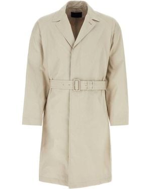 Prada Dove Cotton Blend Overcoat - Natural