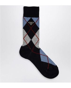 Prada Socks With Argyle Pattern - Black