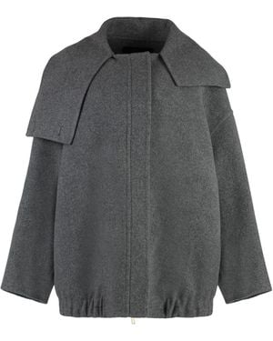 Fabiana Filippi 'Oversize Virgin Wool Bomber Jacket - Grey