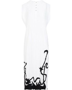 Lanvin Sleeveless Pleated Midi Dress - White