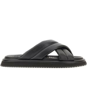 Dolce & Gabbana Nappa Effect Fabric Sandal - Black