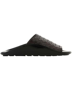 Bottega Veneta Leather Wave Slippers - Black