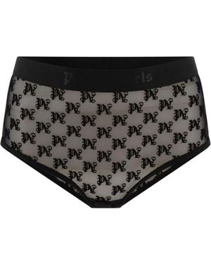 Palm Angels "Monogram Lace" Brazilian Slip - Black