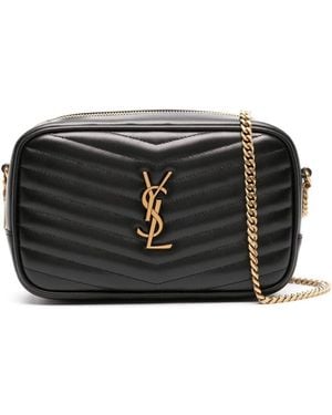 Saint Laurent Ysl C.Wall Mono Suede Satin Ca in Natural | Lyst