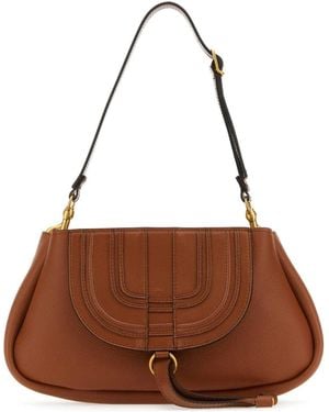 Chloé Leather Marcie Clutch - Brown