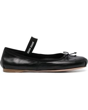Miu Miu Leather Ballerinas - Black