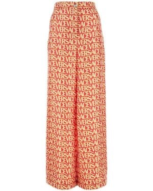 Versace Silk Wide-Leg Pant - Orange