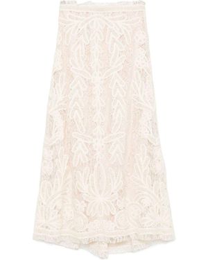 P.A.R.O.S.H. Lace Midi Skirt - White