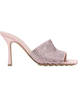 Bottega Veneta Satin Stretch Mules - Pink