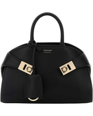 Ferragamo Leather Mini Hug Handbag - Black
