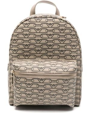 Emporio Armani Allover Logo Polyester Backpack - Gray
