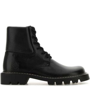 Loewe Leather Sierra Ankle Boots - Black