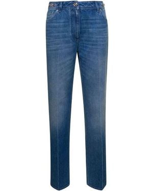 Versace Pant Denim Stone Wash Denim Fabric With Special Compund - Blue