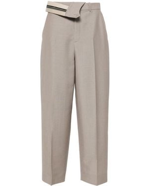 Fendi Wool Carrot-Fit Trousers - Grey