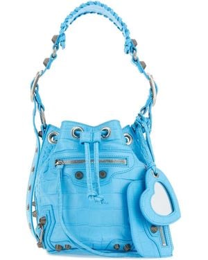 Balenciaga Light- Leather Le Cagole Xs Bucket Bag - Blue