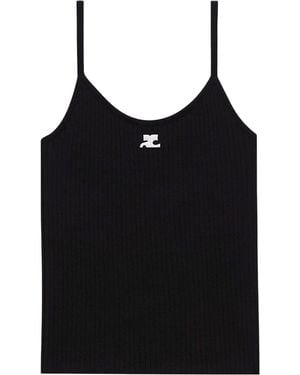 Courreges Rib Knit Tank Top - Black