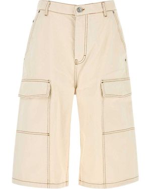 Ami Paris Sand Denim Bermuda Shorts - Natural