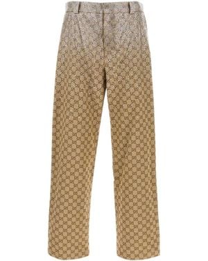 Gucci Gg Supreme Fabric Pant - Natural
