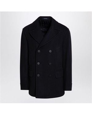 Tagliatore Wool Blend Short Double-Breasted Coat - Black