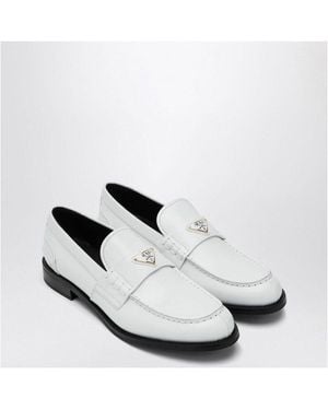 Prada Brushed Leather Loafer - White