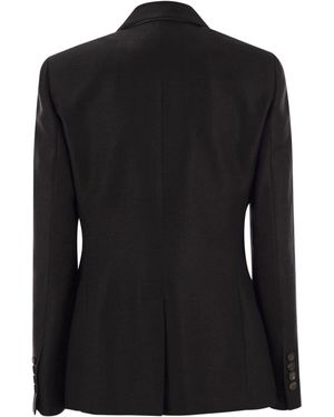 スーツ BRUNELLO CUCINELLI Shiny linen twill jacket with necklace Brunello Cucinelli Shiny Linen Twill Jacket With Necklace in