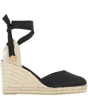 Castañer Canvas Carina Wedges Sandal - Black
