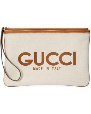 Gucci Canvas Logo Pouch - Natural