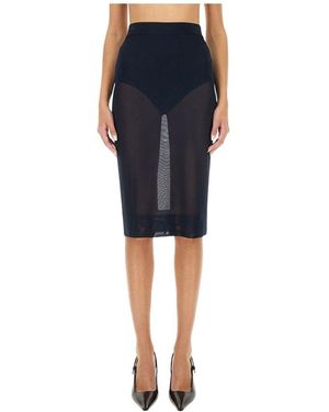 Saint Laurent Knit Pencil Skirt - Blue