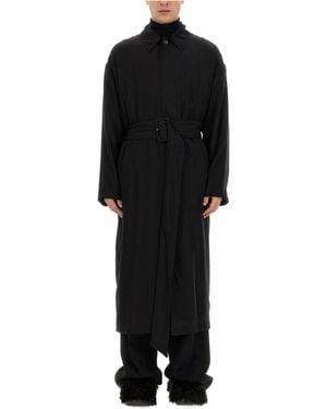 Balenciaga Belted Trench Coat - Black