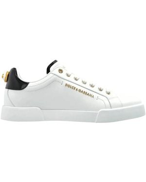 Dolce & Gabbana Leather Portofino Sneakers - White