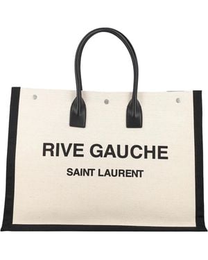 Saint Laurent Rive Gauche Large Tote Bag - Natural